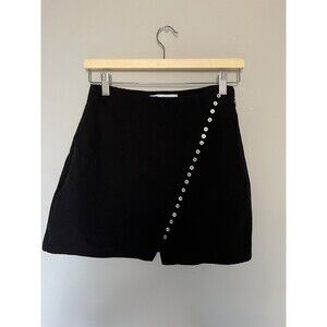 Zara XS Cute buttons asymmetric mini skirt Black
